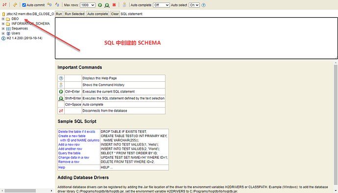 spring boot h2 schema not found