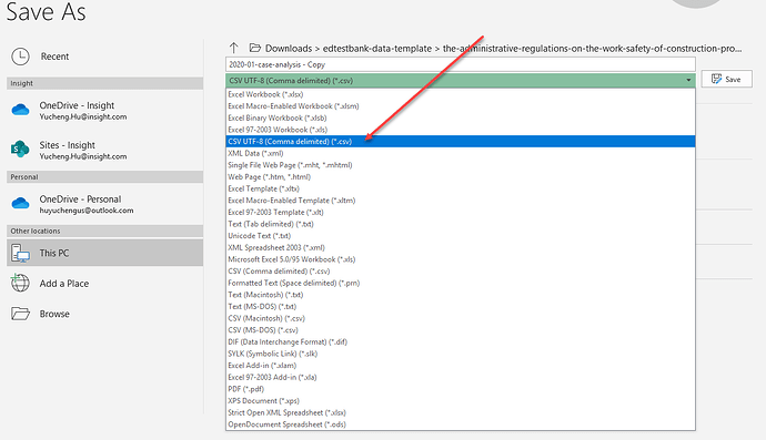 Как сохранить csv в utf 8 из excel